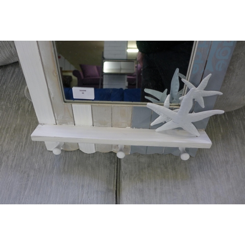 1492 - A coastal themed wall mirror with shelf and hooks H52cm (874114)