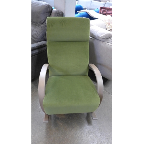 1496 - A Clode Passiore olive upholstered rocking armchair RRP £899