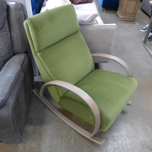 1496 - A Clode Passiore olive upholstered rocking armchair RRP £899