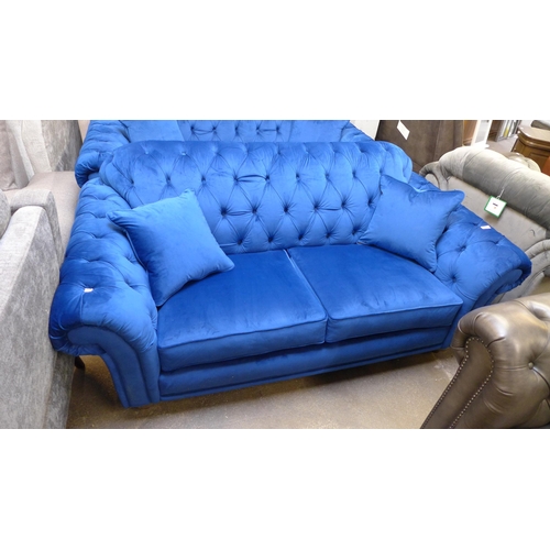 1499 - Bordeaux 3 Seater Navy velvet sofa, original RRP -£833.33 + VAT (4163-37) * This lot is subject to V... 