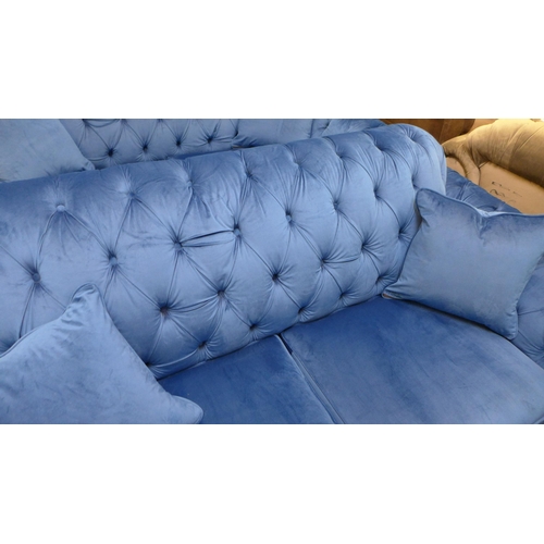 1499 - Bordeaux 3 Seater Navy velvet sofa, original RRP -£833.33 + VAT (4163-37) * This lot is subject to V... 