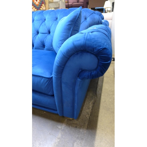 1499 - Bordeaux 3 Seater Navy velvet sofa, original RRP -£833.33 + VAT (4163-37) * This lot is subject to V... 