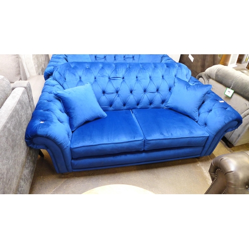 1500 - Bordeaux 3 Seater Navy velvet sofa , original RRP -£833.33 + VAT (4163-36) * This lot is subject to ... 