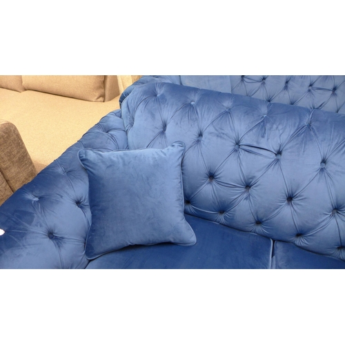 1500 - Bordeaux 3 Seater Navy velvet sofa , original RRP -£833.33 + VAT (4163-36) * This lot is subject to ... 