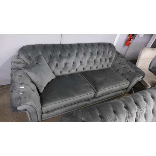 1515 - Bordeaux 4 seater Velvet Sofa button Back 'Steel', Original RRP - £874.99 + VAT(4163-26) - damaged b... 