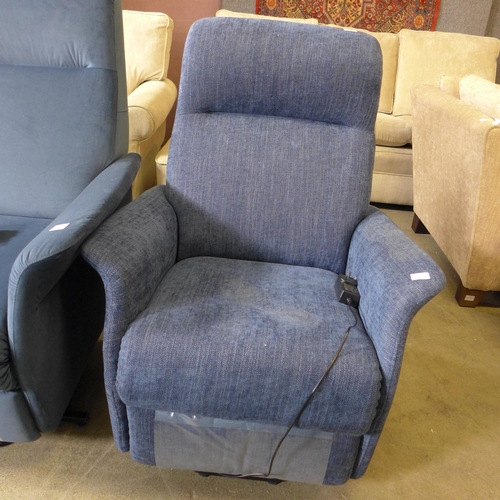 1562 - A Dojo ink blue upholstered electric reclining armchair RRP £1099