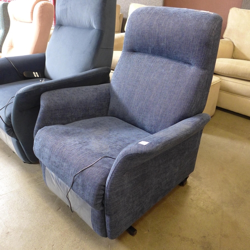 1562 - A Dojo ink blue upholstered electric reclining armchair RRP £1099