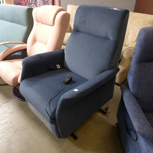 1563 - A Dojo midnight blue upholstered electric reclining armchair RRP £1499