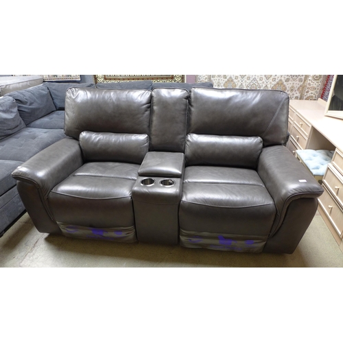 1566 - Maxwell 2 Seater Grey leather Recliner sofa , original RRP - £1166.66 + VAT (4163-14) * This lot is ... 