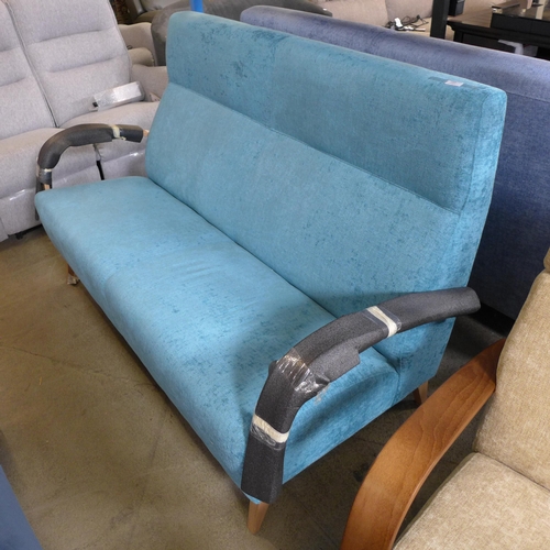 1569 - An Izan aquamarine upholstered three seater sofa RRP £949