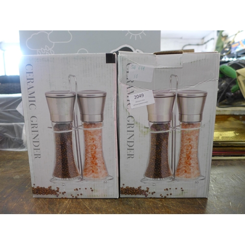 2049 - 2 Ceramic salt and pepper grinders plus wine collection electric wine bottle opener - all sealed