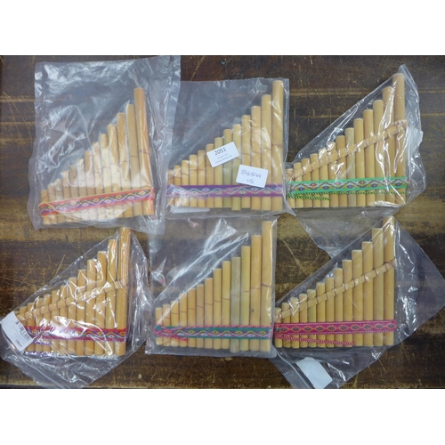 2051 - 6 Peruvian pan pipes (13 pipes per set) - unused