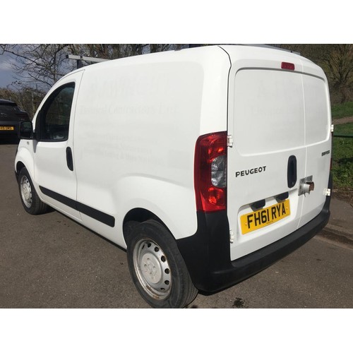 2493 - Peugeot Bipper S HDi Panel Van 2012 Diesel 1248cc FH61 RYA Recorded mileage 66,965 - on view Friday ... 