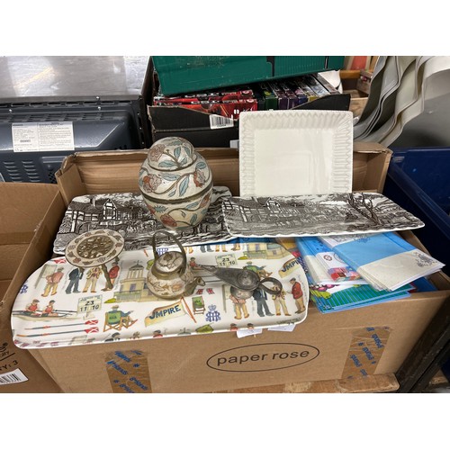 2094 - 2 Cases & box of plates with urn