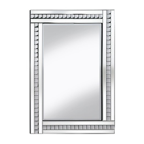 1303 - A freestanding mirror with bevelled edge glass and border filled with glass crystals, 180 x 70cms (G... 
