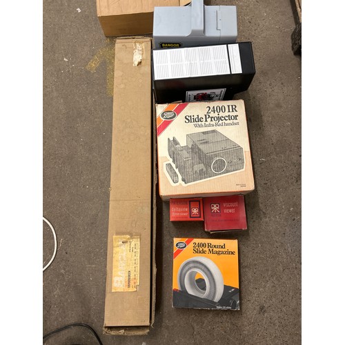 2080 - Boots 2400 IR slide projector and a quantity of slides and other slide viewers