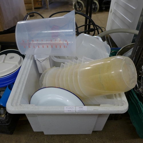 2089 - Two Boxes of catering equipment including measuring jugs and a Brita water filter