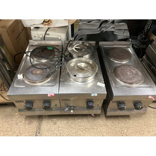 2118 - Two 2-plate hotplate/hobs and Lincat stainless steel bain marie - both hot plates failed electrical ... 