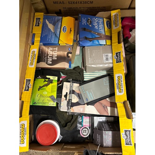 2127 - 3 Boxes of household; album, T-shirts, frames, batteries, candles, unused, Next jeans, etc.