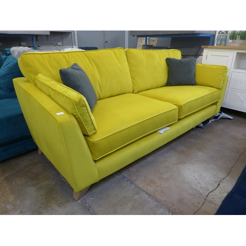1323 - A Barker and Stonehouse mustard velvet four seater sofa RRP £1589