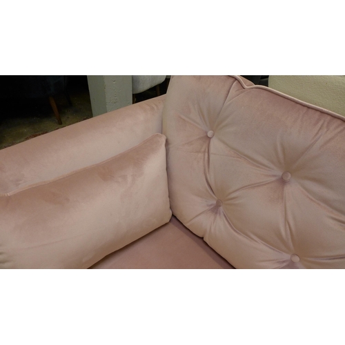 1325 - A Hoxton pink velvet three seater sofa