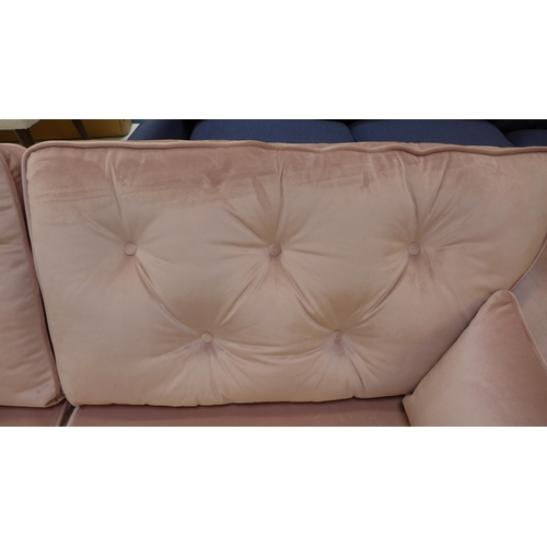 1325 - A Hoxton pink velvet three seater sofa