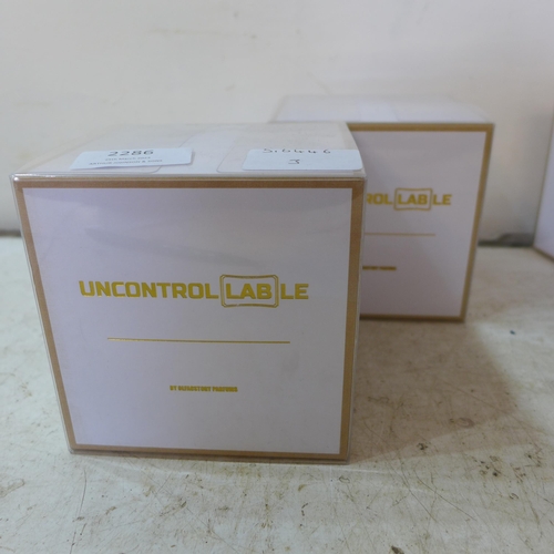 2264 - 2 100ml bottles of UncontrolLABle unisex scent/perfume boxed and unused