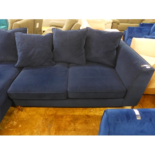 1365 - A midnight blue velvet LHF corner sofa