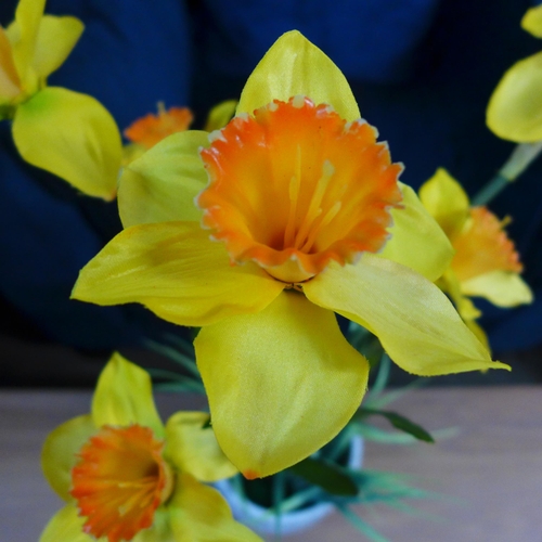 1377 - A tall potted artificial Daffodil arrangement, H 56cms (50564211)   #