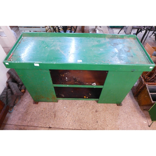 259 - A green painted steel industrial cabinet