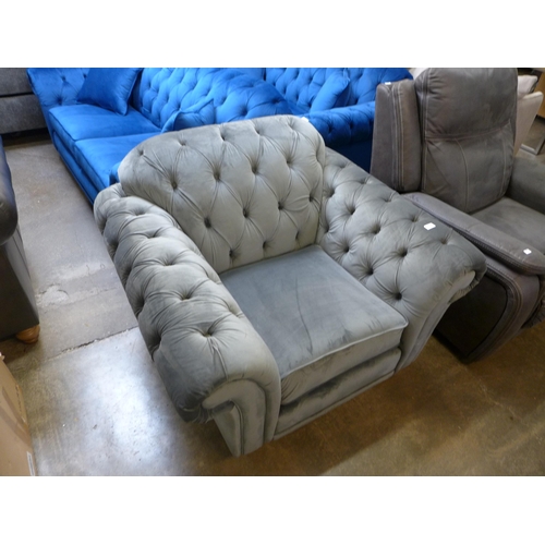 1413 - Bordeaux Velvet armchair  Button Back 'Steel, original RRP -£583.33 + VAT (4163-27) * This lot is su... 