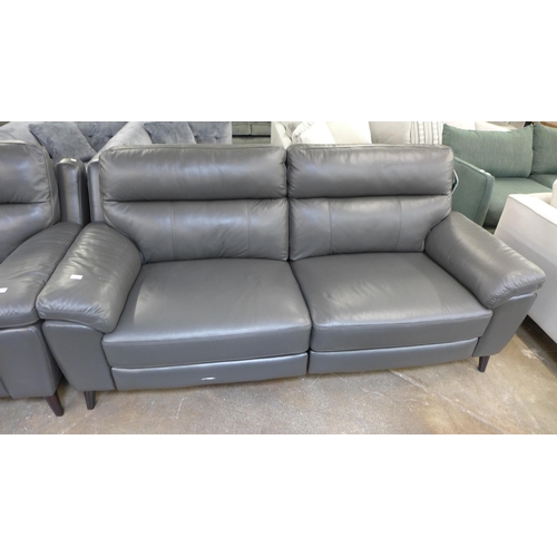 1438 - Grace Grey Leather three Seat sofa power Recliner, original RRP -£891.66 + VAT (4163-17) * This lot ... 