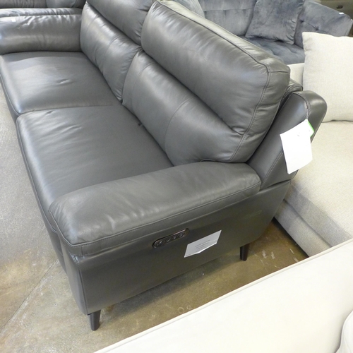1438 - Grace Grey Leather three Seat sofa power Recliner, original RRP -£891.66 + VAT (4163-17) * This lot ... 