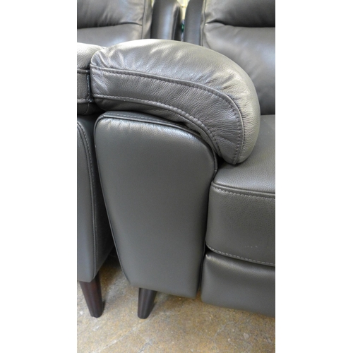 1438 - Grace Grey Leather three Seat sofa power Recliner, original RRP -£891.66 + VAT (4163-17) * This lot ... 