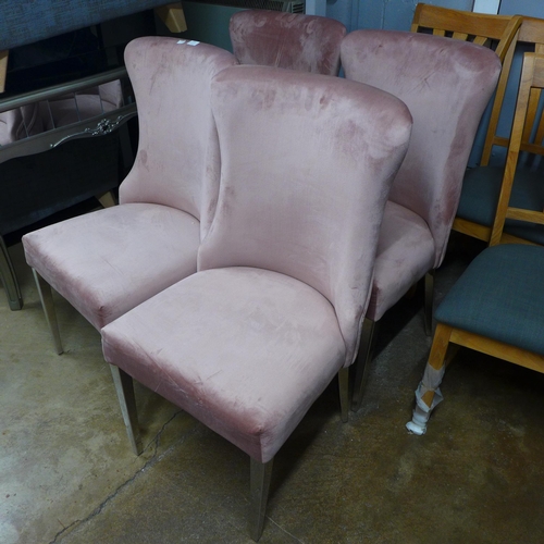 1446 - A set of four Luna pink velvet dining chairs
