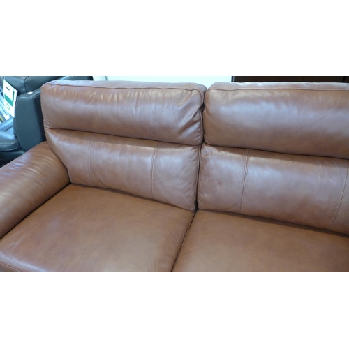 1450 - Grace Brown Leather three Seater sofa chestnut Brown, original RRP -£891.66 + VAT (4163-30) * This l... 