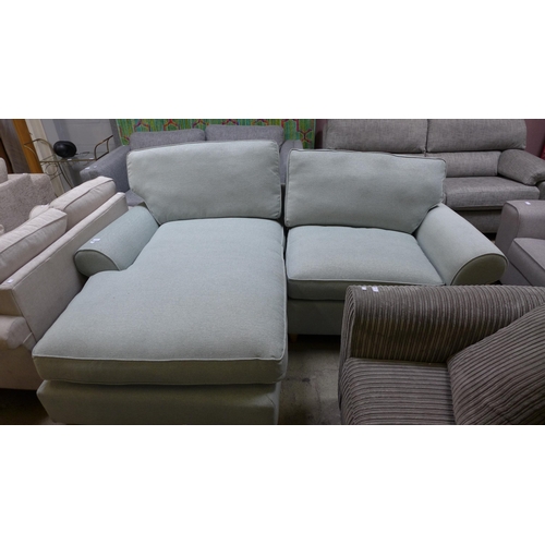 1456 - A mint green upholstered LHF corner sofa