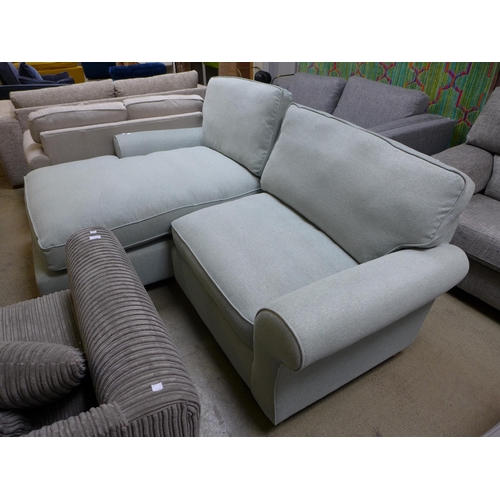 1456 - A mint green upholstered LHF corner sofa