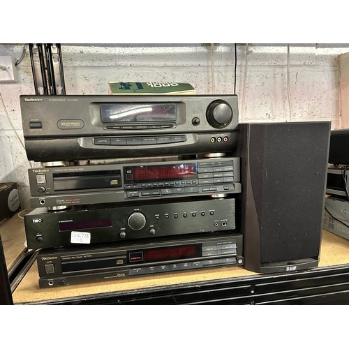 2331 - Hi-fi job lot: Tibo amplifier T1420, 2 Technics CD players (SLP200 and SLP350) and Technics AV proce... 