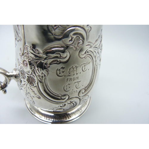866 - An early George III silver baulster mug, London 1765, Thomas Whipham & Charles Wright, 258g