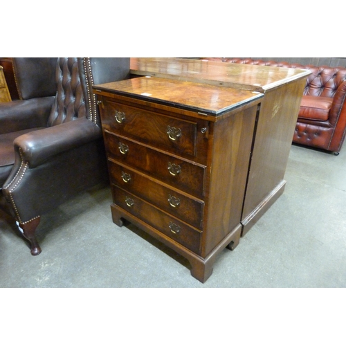112 - A small George II style burr walnut bachelor's chest of drawers