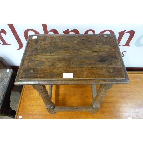 117 - A 17th Century joint oak stool