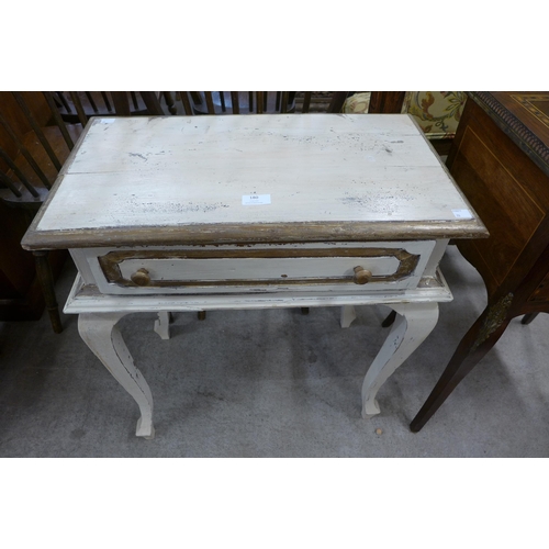 180 - A French style cream and parcel gilt single drawer side table