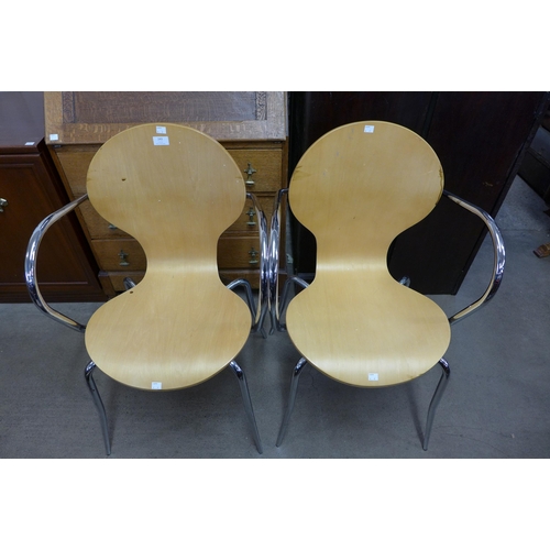 243 - A pair of of bent plywood and chrome chairs