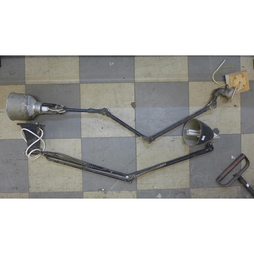 263 - Two industrial articulated anglepoise lamps