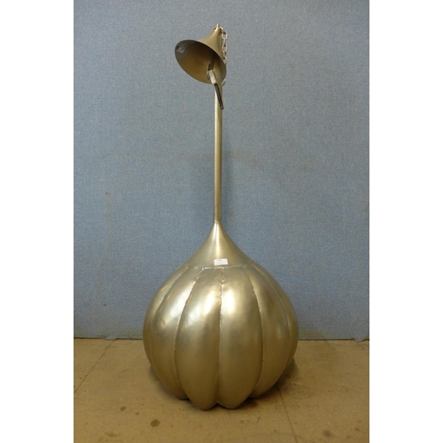 270 - A vintage tulip shaped metal pendant ceiling light