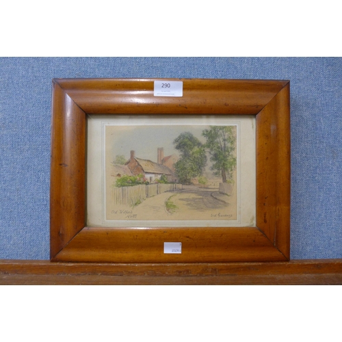 290 - Sid Gardner, Old Wilford, Nottinghamshire, pencil and watercolour, framed