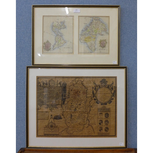 299 - After John Speede, a map of The Countie of Nottingham and a J. Gibson map of North & South America a... 