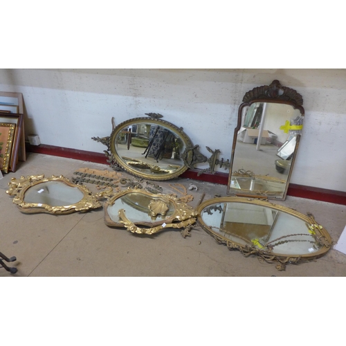 305 - Four 19th Century gilt framed mirrors and another, a/f