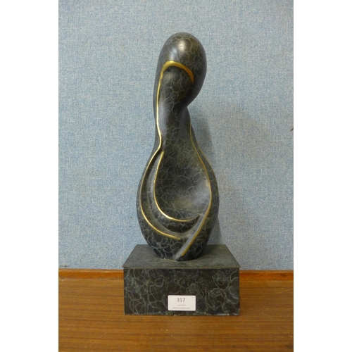 317 - An abstract bronze sculpture